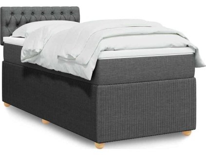 Box spring postel s matrací 90x190 cm textil [3287319] (Barva Tmavě šedá)