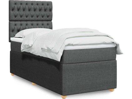 Box spring postel s matrací 90x190 cm textil [3294219] (Barva Tmavě šedá)