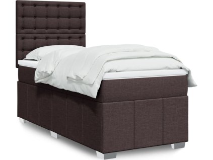 Box spring postel s matrací 90x190 cm textil [3291540] (Barva Tmavě hnědá)