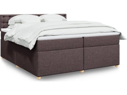Box spring postel s matrací 200x200 cm textil [3289104] (Barva Tmavě hnědá)
