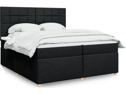 Box spring postel s matrací 200x200 cm textil [3293689] (Barva Černá)