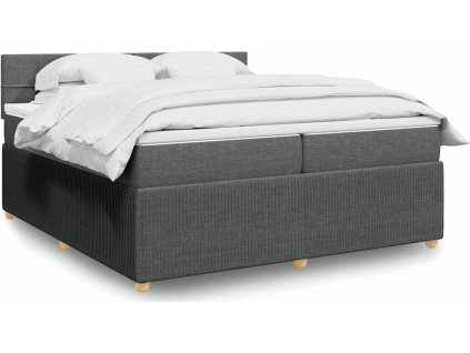 Box spring postel s matrací 200x200 cm textil [3287564] (Barva Tmavě šedá)
