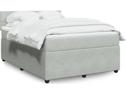 Box spring postel s matrací 160x200 cm samet [3287782] (Barva Světle šedá)