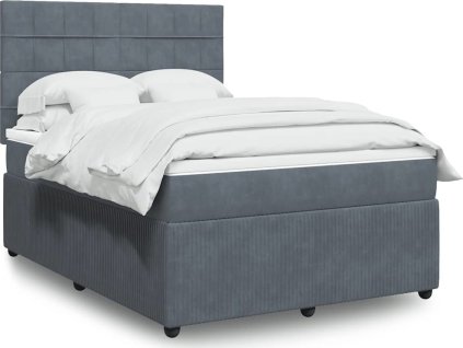 Box spring postel s matrací 160x200 cm samet [3292383] (Barva Tmavě šedá)