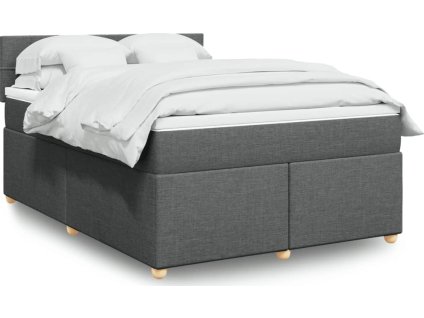Box spring postel s matrací 140x200 cm textil [3289004] (Barva Tmavě šedá)
