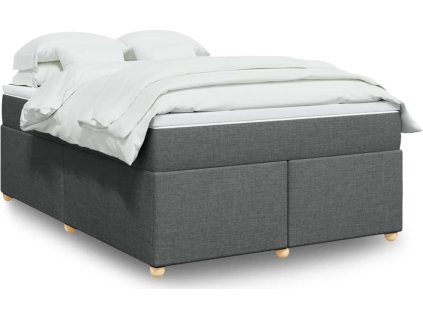 Box spring postel s matrací 140x200 cm textil [3285381] (Barva Tmavě šedá)