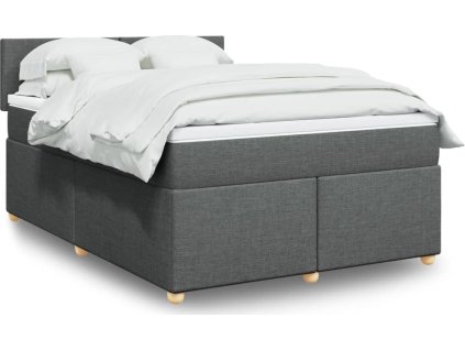 Box spring postel s matrací 140x200 cm textil [3288997] (Barva Tmavě šedá)