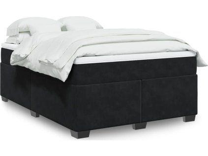 Box spring postel s matrací 140x200 cm samet [3285289] (Barva Černá)