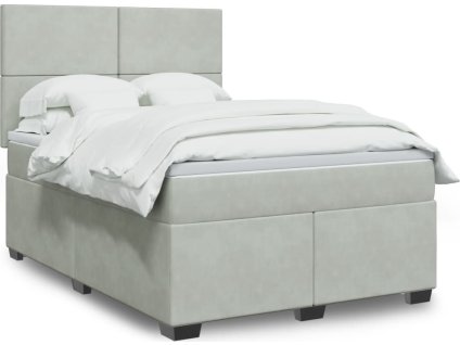 Box spring postel s matrací 140x200 cm samet [3290924] (Barva Světle šedá)