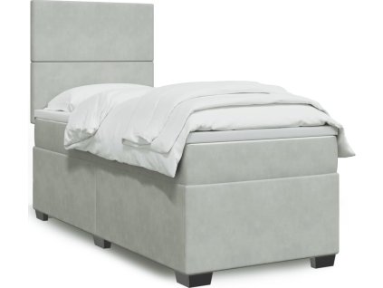 Box spring postel s matrací 100x200 cm samet [3290828] (Barva Světle šedá)