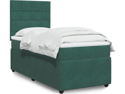 Box spring postel s matrací 100 x 200 cm samet [3294565] (Barva Tmavě zelená)