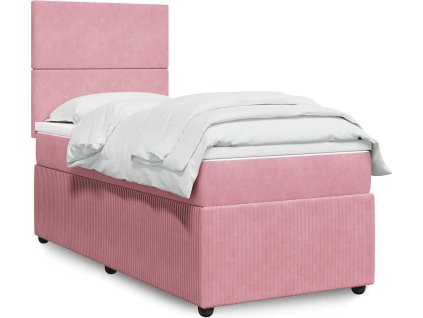 Box spring postel s matrací tmavě 100x200 cm samet [3292261] (Barva Růžová)