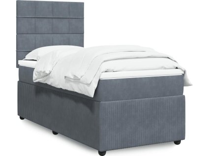 Box spring postel s matrací 100x200 cm samet [3292263] (Barva Tmavě šedá)