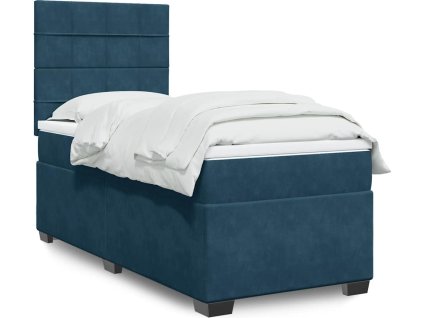 Box spring postel s matrací 100x200 cm samet [3293138] (Barva Modrá)