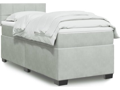 Box spring postel s matrací 90x200 cm samet [3288522] (Barva Světle šedá)