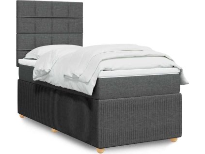 Box spring postel s matrací 90x200 cm textil [3294240] (Barva Tmavě šedá)