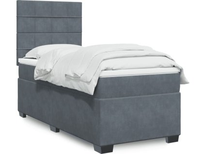Box spring postel s matrací 90 x 200 cm samet [3293111] (Barva Tmavě šedá)