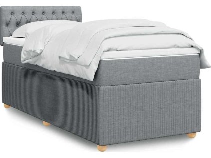 Box spring postel s matrací 90x200 cm textil [3287346] (Barva Světle šedá)