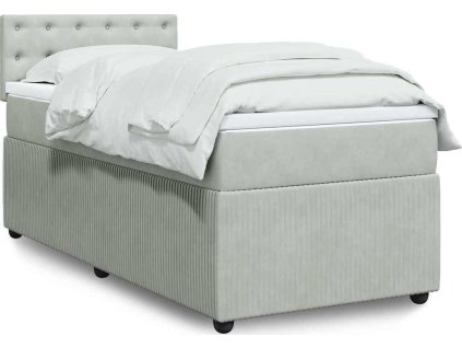 Box spring postel s matrací 90x200 cm samet [3287638] (Barva Světle šedá)