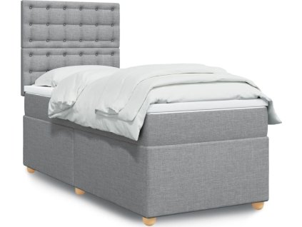 Box spring postel s matrací 90x200 cm textil [3293477] (Barva Světle šedá)