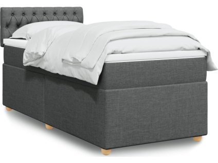 Box spring postel s matrací 90x200 cm textil [3288871] (Barva Tmavě šedá)