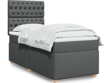 Box spring postel s matrací 90x200 cm textil [3291171] (Barva Tmavě šedá)