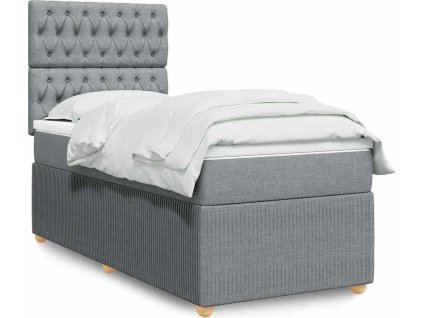 Box spring postel s matrací 90x200 cm textil [3294246] (Barva Světle šedá)