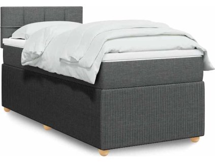 Box spring postel s matrací 90x200 cm textil [3287340] (Barva Tmavě šedá)