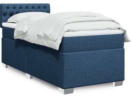 Box spring postel s matrací 90x200 cm textil [3288084] (Barva Modrá)