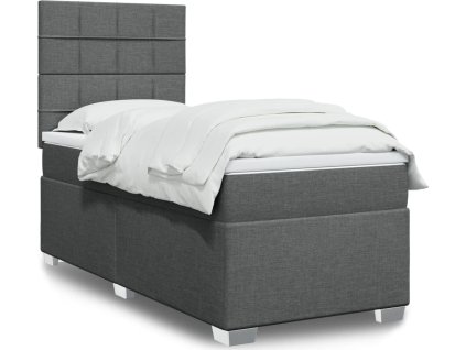 Box spring postel s matrací 90x200 cm textil [3292672] (Barva Tmavě šedá)