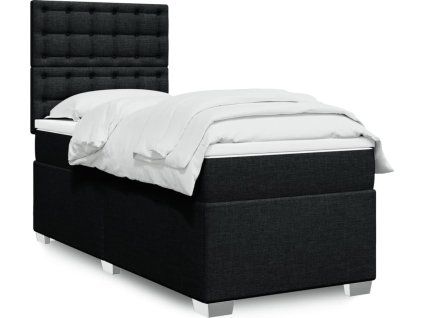 Box spring postel s matrací 90x200 cm textil [3292687] (Barva Černá)