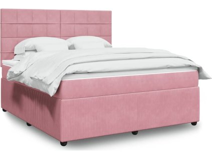 Box spring postel s matrací 180 x 200 cm samet [3294711] (Barva Růžová)