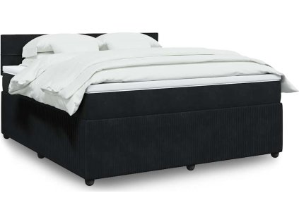 Box spring postel s matrací 180x200 cm samet [3290108] (Barva Černá)