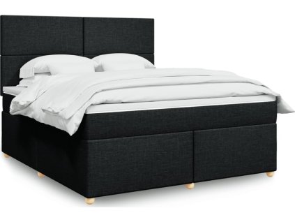 Box spring postel s matrací 180x200 cm textil [3293654] (Barva Černá)