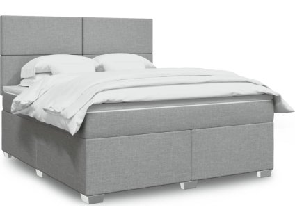 Box spring postel s matrací 180x200 cm textil [3292860] (Barva Světle šedá)