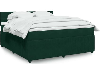 Box spring postel s matrací 180x200 cm samet [3287809] (Barva Tmavě zelená)