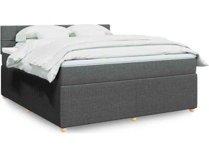 Box spring postel s matrací 180x200 cm textil [3287536] (Barva Tmavě šedá)