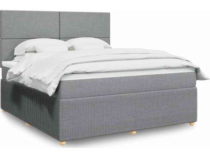 Box spring postel s matrací 180x200 cm textil [3292128] (Barva Světle šedá)