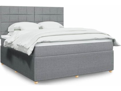 Box spring postel s matrací 180x200 cm textil [3292135] (Barva Světle šedá)