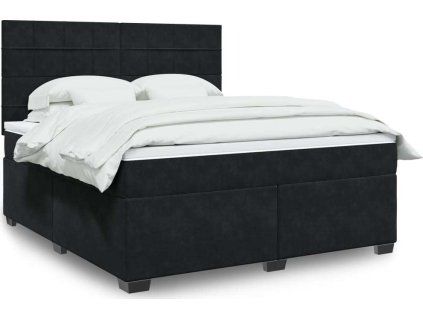 Box spring postel s matrací 180x200 cm samet [3290980] (Barva Černá)