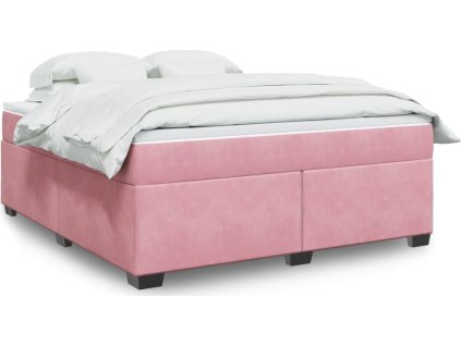Box spring postel s matrací 180x200 cm samet [3285304] (Barva Růžová)