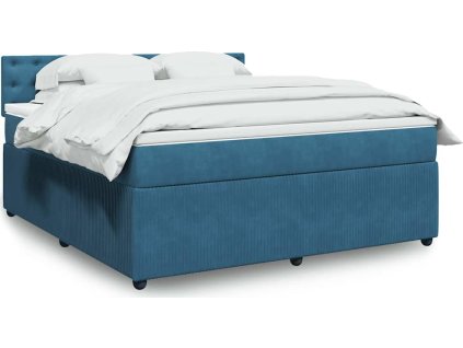 Box spring postel s matrací 180x200 cm samet [3290122] (Barva Modrá)