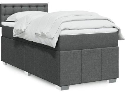 Box spring postel s matrací 80 x 200 cm textil [3286910] (Barva Tmavě šedá)