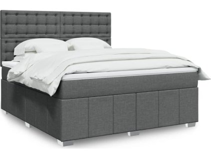 Box spring postel s matrací 180x200 cm textil [3294062] (Barva Tmavě šedá)