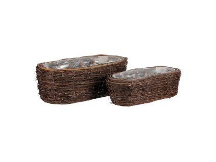 Obal na květiny - révové proutí, truhlík, hnědý, cena za sadu 2 ks OC4037 [4037]