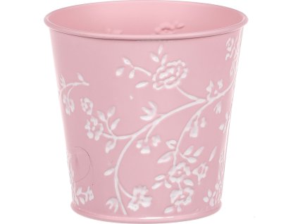 Obal kovový v růžové barvě s bílými růžemi. KK050-PINK