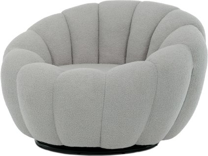 Křeslo relaxační, látka šedá Bouclé, otočné. AK-341 GREY2