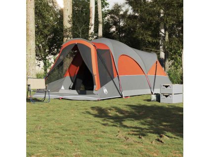 Rodinný stan tunel pro 8 osob nepromokavý [4009554] (Barva Šedá a oranžová)