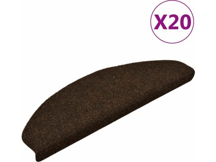 Schodové rohože samolepicí 20 ks 65 x 21 x 4 cm , půlkulaté, velké [3365650] (Barva Hnědá)