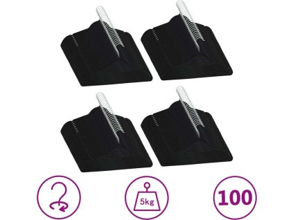 100 ks šatních ramínek protiskluzové samet [289922] (Barva Černá)